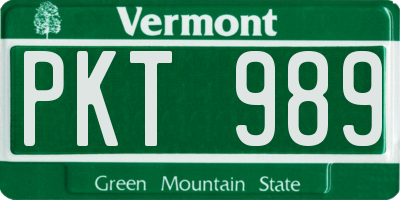 VT license plate PKT989