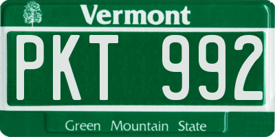 VT license plate PKT992