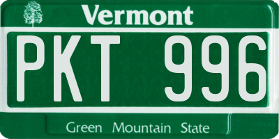VT license plate PKT996