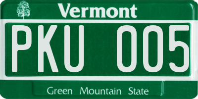 VT license plate PKU005