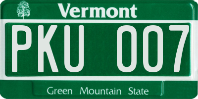 VT license plate PKU007