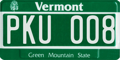VT license plate PKU008