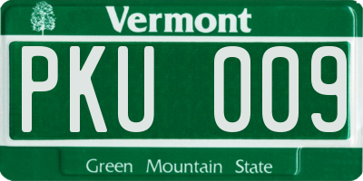 VT license plate PKU009
