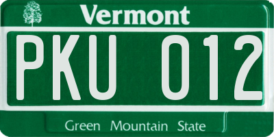 VT license plate PKU012