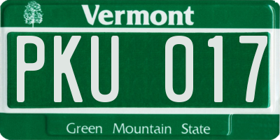 VT license plate PKU017