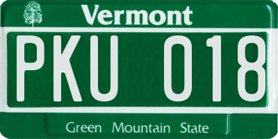 VT license plate PKU018