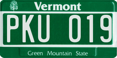 VT license plate PKU019