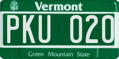 VT license plate PKU020