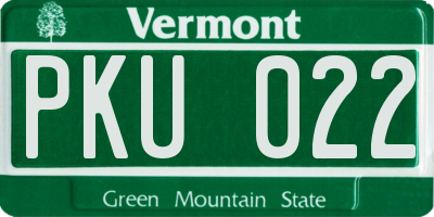 VT license plate PKU022