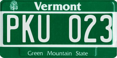 VT license plate PKU023