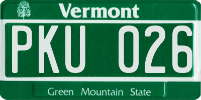 VT license plate PKU026