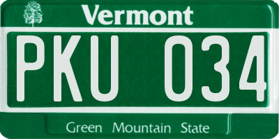 VT license plate PKU034