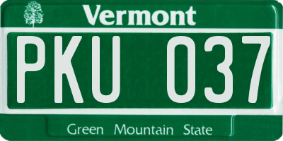 VT license plate PKU037