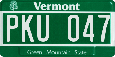VT license plate PKU047