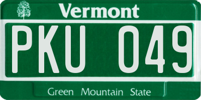 VT license plate PKU049