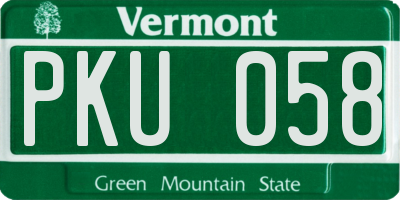 VT license plate PKU058