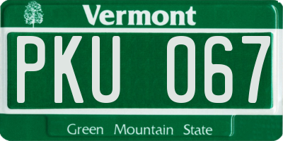 VT license plate PKU067