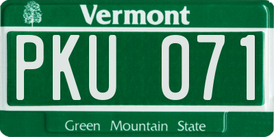 VT license plate PKU071