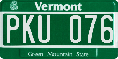 VT license plate PKU076