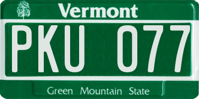 VT license plate PKU077