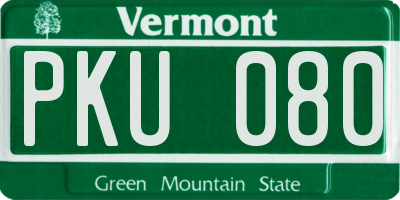 VT license plate PKU080
