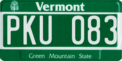 VT license plate PKU083