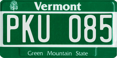 VT license plate PKU085
