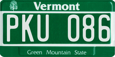 VT license plate PKU086