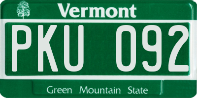 VT license plate PKU092