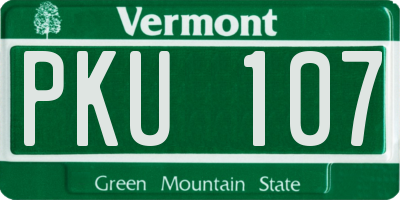 VT license plate PKU107