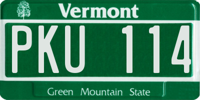 VT license plate PKU114