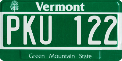 VT license plate PKU122