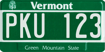 VT license plate PKU123