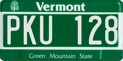 VT license plate PKU128