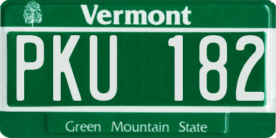 VT license plate PKU182