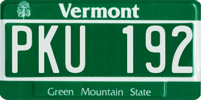 VT license plate PKU192