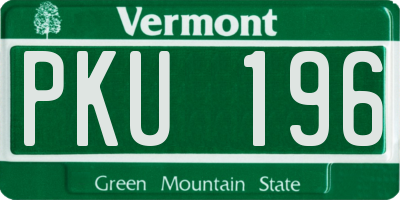 VT license plate PKU196