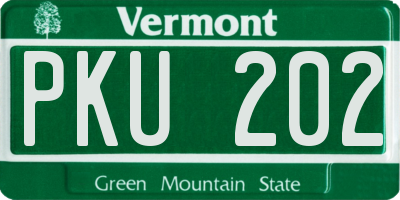 VT license plate PKU202