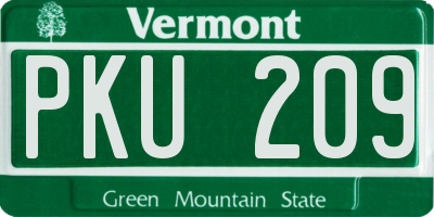 VT license plate PKU209