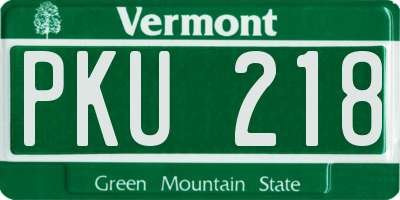 VT license plate PKU218