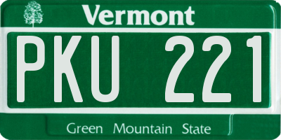 VT license plate PKU221