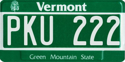 VT license plate PKU222