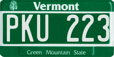 VT license plate PKU223
