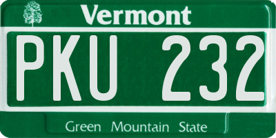 VT license plate PKU232