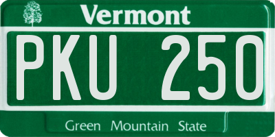 VT license plate PKU250