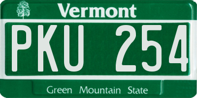 VT license plate PKU254