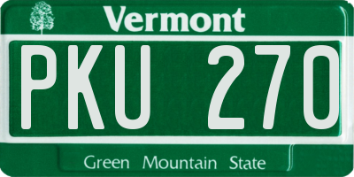 VT license plate PKU270