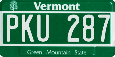 VT license plate PKU287