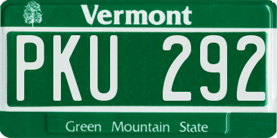 VT license plate PKU292
