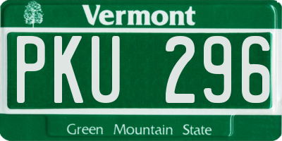 VT license plate PKU296